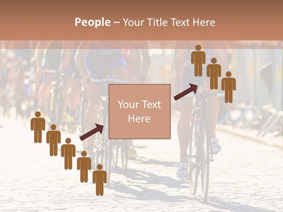 A Group Of People Riding Bikes Down A Street PowerPoint Template