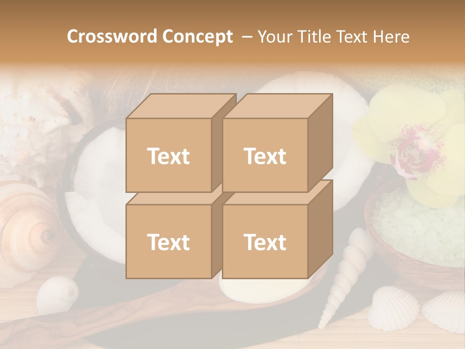 A Bunch Of Coconuts And Other Items On A Table PowerPoint Template