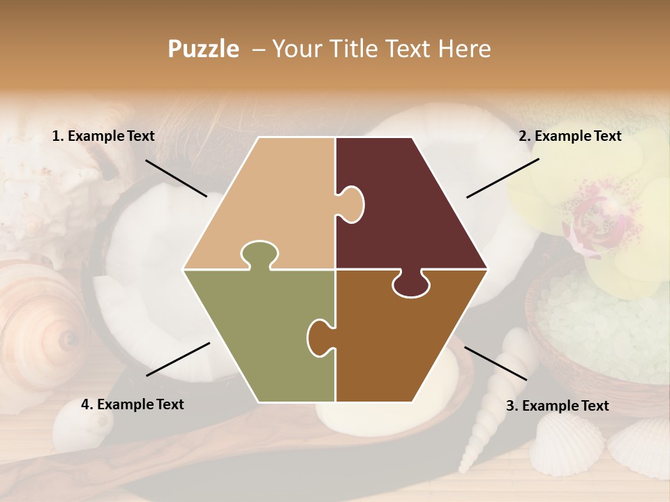 A Bunch Of Coconuts And Other Items On A Table PowerPoint Template