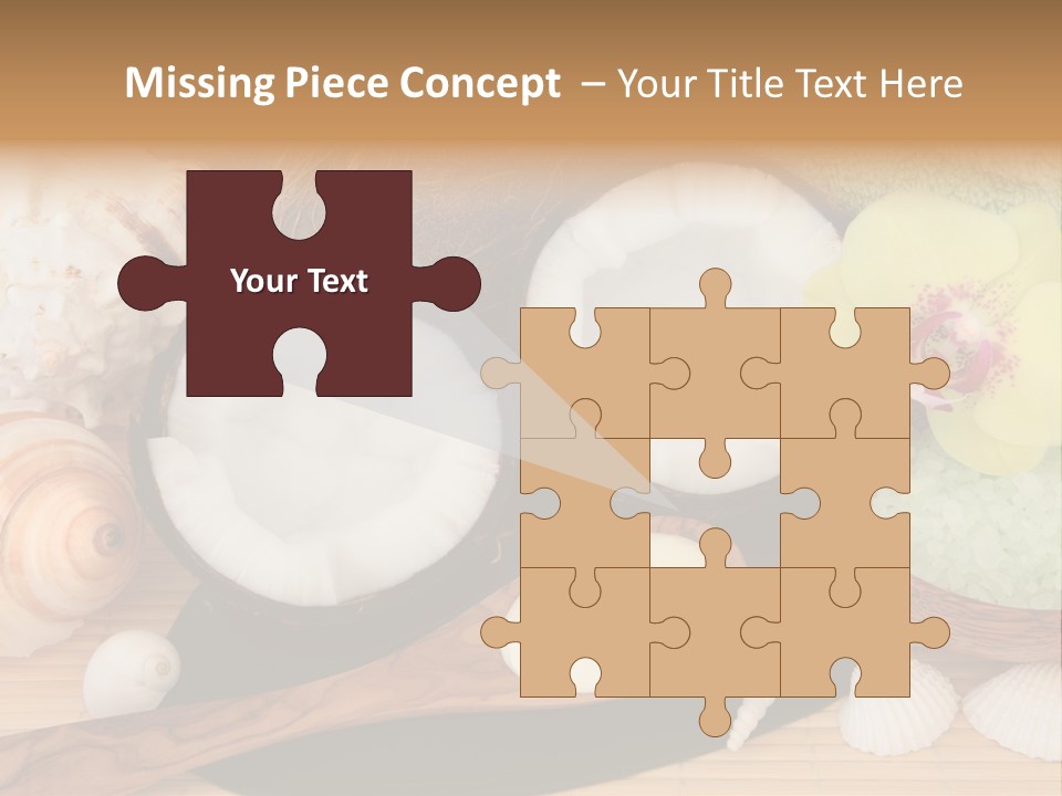 A Bunch Of Coconuts And Other Items On A Table PowerPoint Template