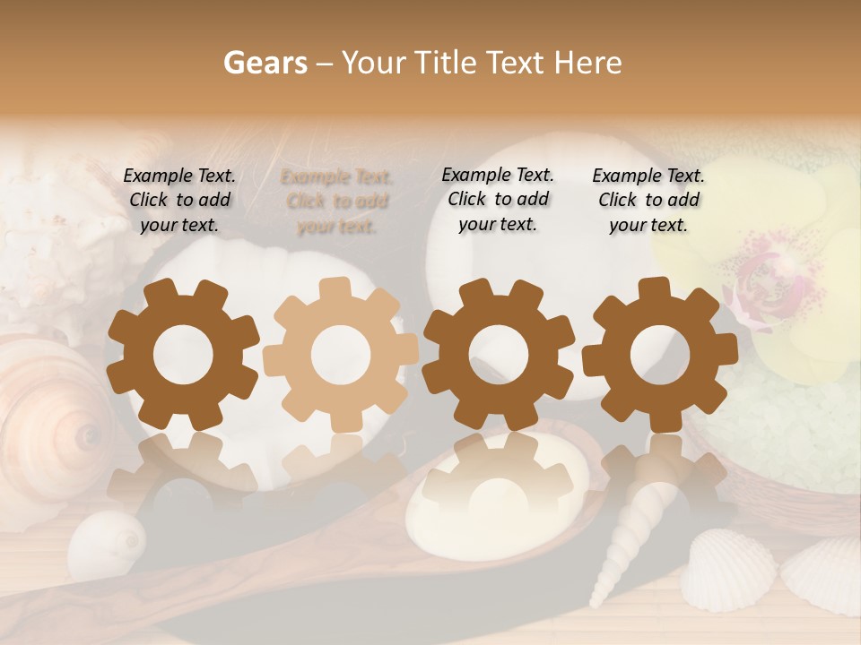 A Bunch Of Coconuts And Other Items On A Table PowerPoint Template