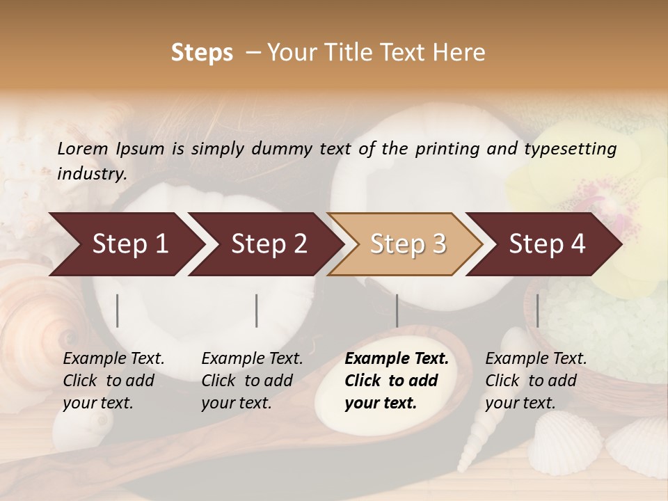 A Bunch Of Coconuts And Other Items On A Table PowerPoint Template