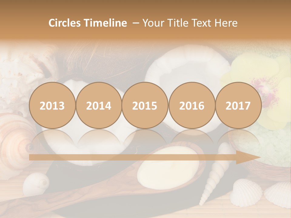 A Bunch Of Coconuts And Other Items On A Table PowerPoint Template