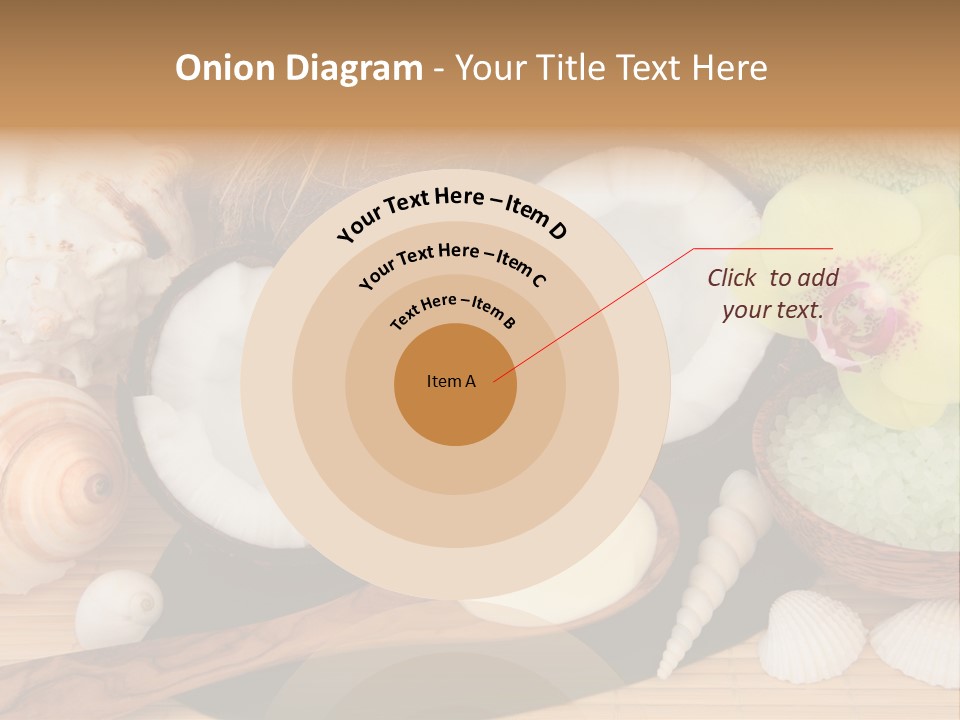 A Bunch Of Coconuts And Other Items On A Table PowerPoint Template