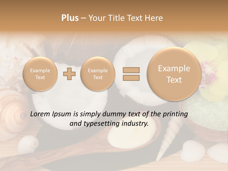 A Bunch Of Coconuts And Other Items On A Table PowerPoint Template