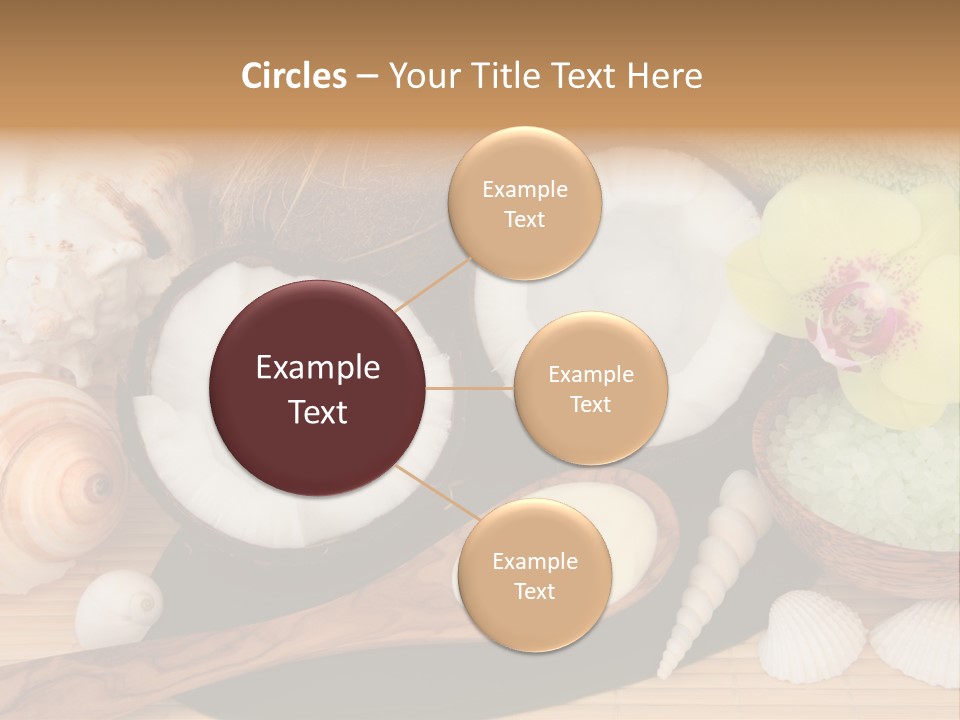 A Bunch Of Coconuts And Other Items On A Table PowerPoint Template