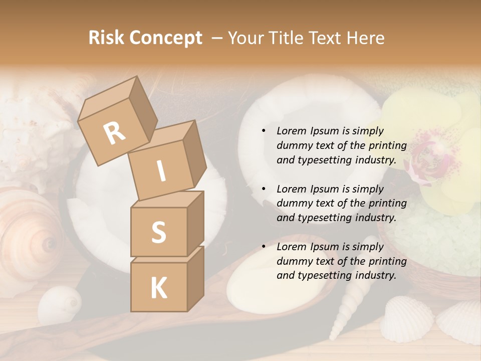 A Bunch Of Coconuts And Other Items On A Table PowerPoint Template