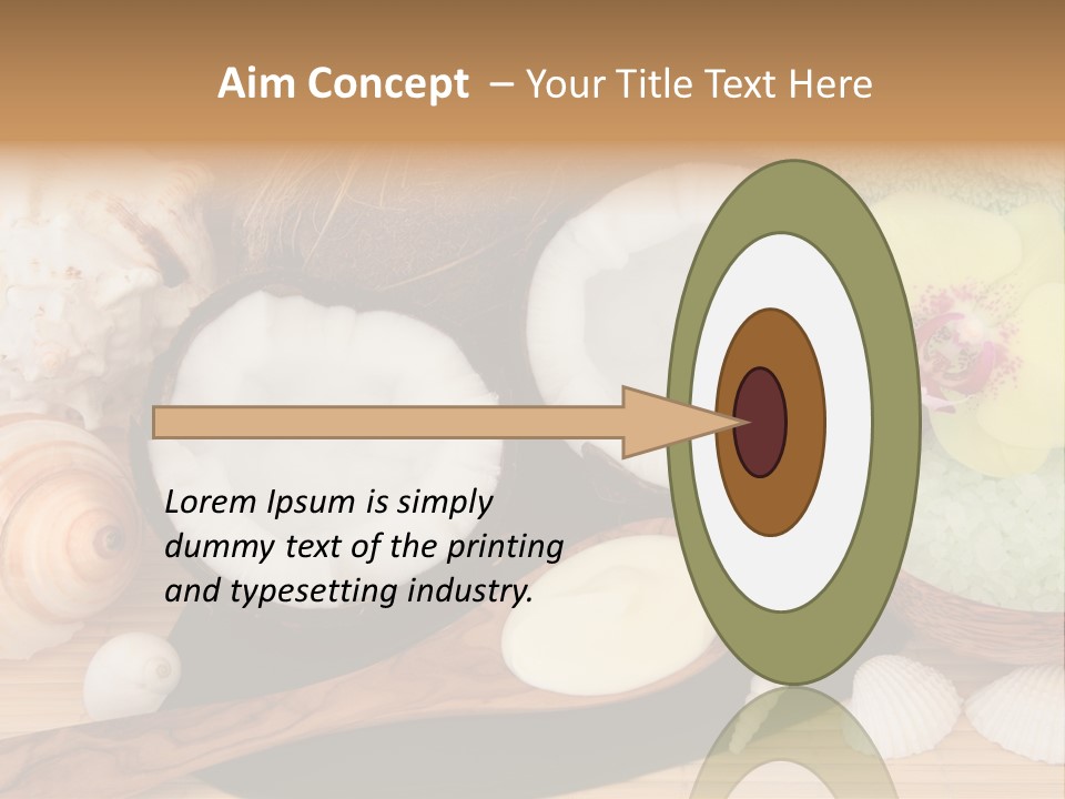 A Bunch Of Coconuts And Other Items On A Table PowerPoint Template