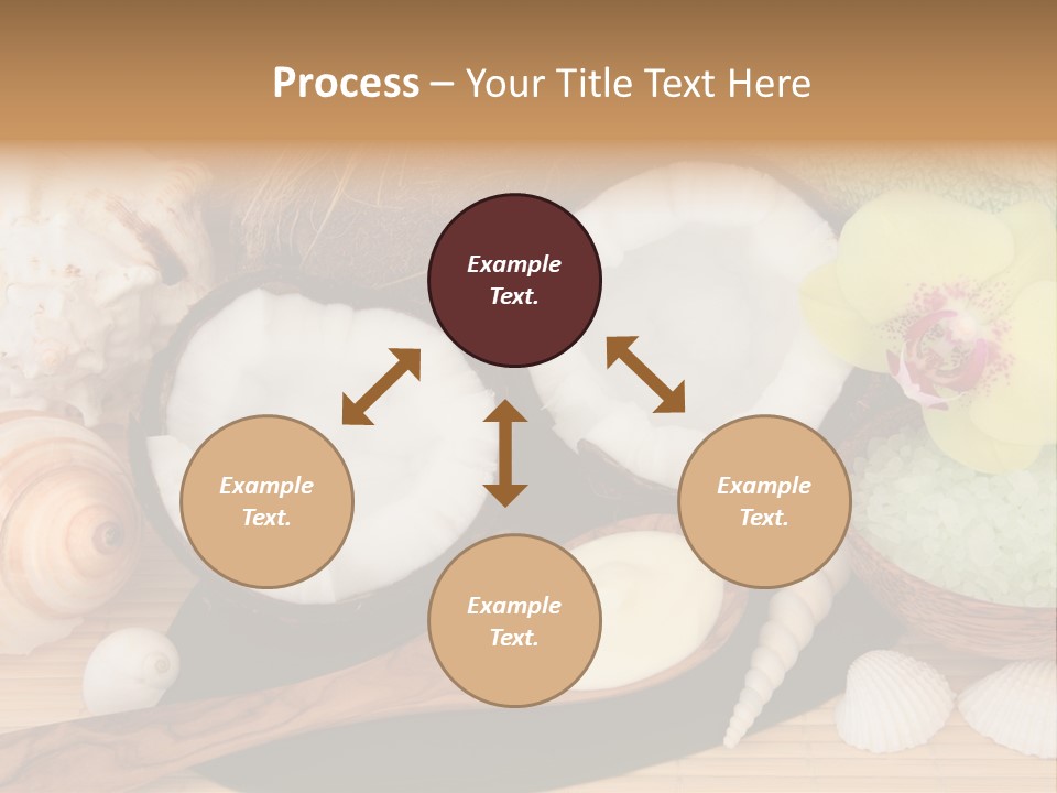 A Bunch Of Coconuts And Other Items On A Table PowerPoint Template