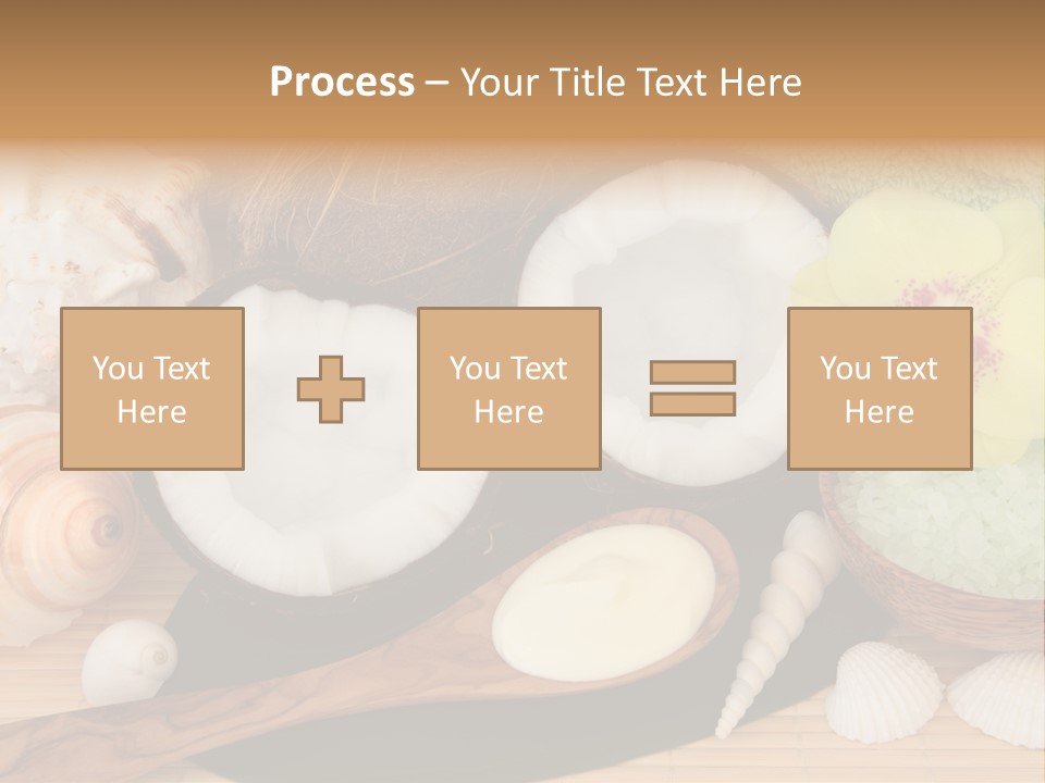 A Bunch Of Coconuts And Other Items On A Table PowerPoint Template