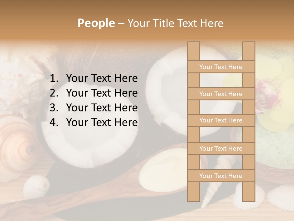 A Bunch Of Coconuts And Other Items On A Table PowerPoint Template
