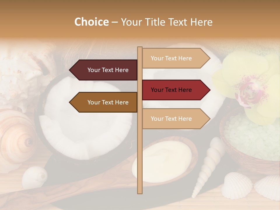 A Bunch Of Coconuts And Other Items On A Table PowerPoint Template