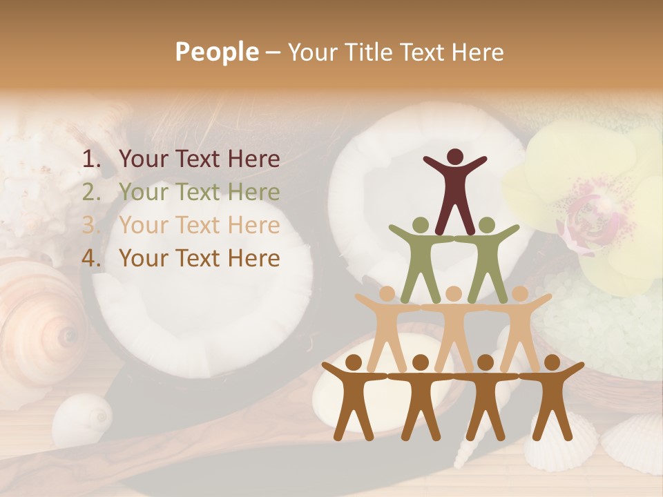 A Bunch Of Coconuts And Other Items On A Table PowerPoint Template