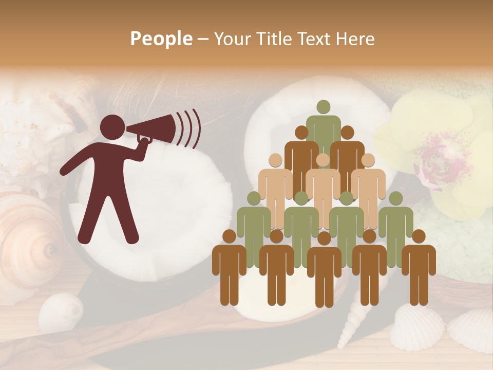 A Bunch Of Coconuts And Other Items On A Table PowerPoint Template