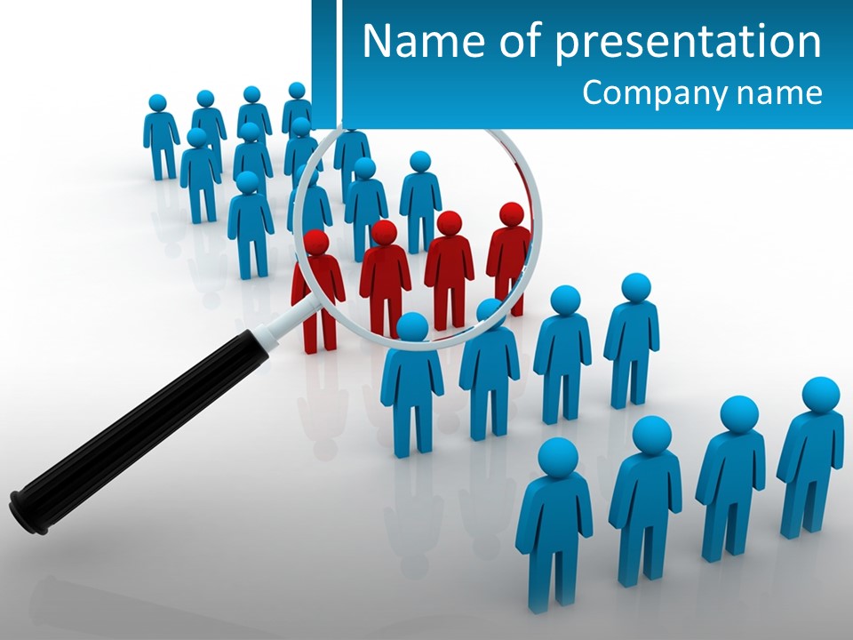 A Magnifying Glass Over A Group Of People PowerPoint Template