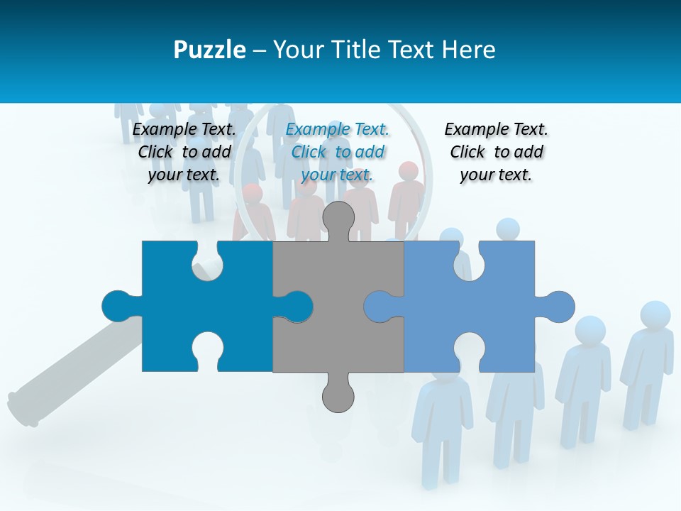 A Magnifying Glass Over A Group Of People PowerPoint Template