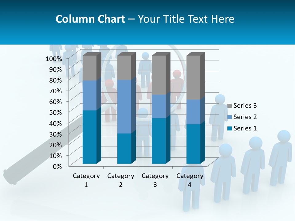 A Magnifying Glass Over A Group Of People PowerPoint Template