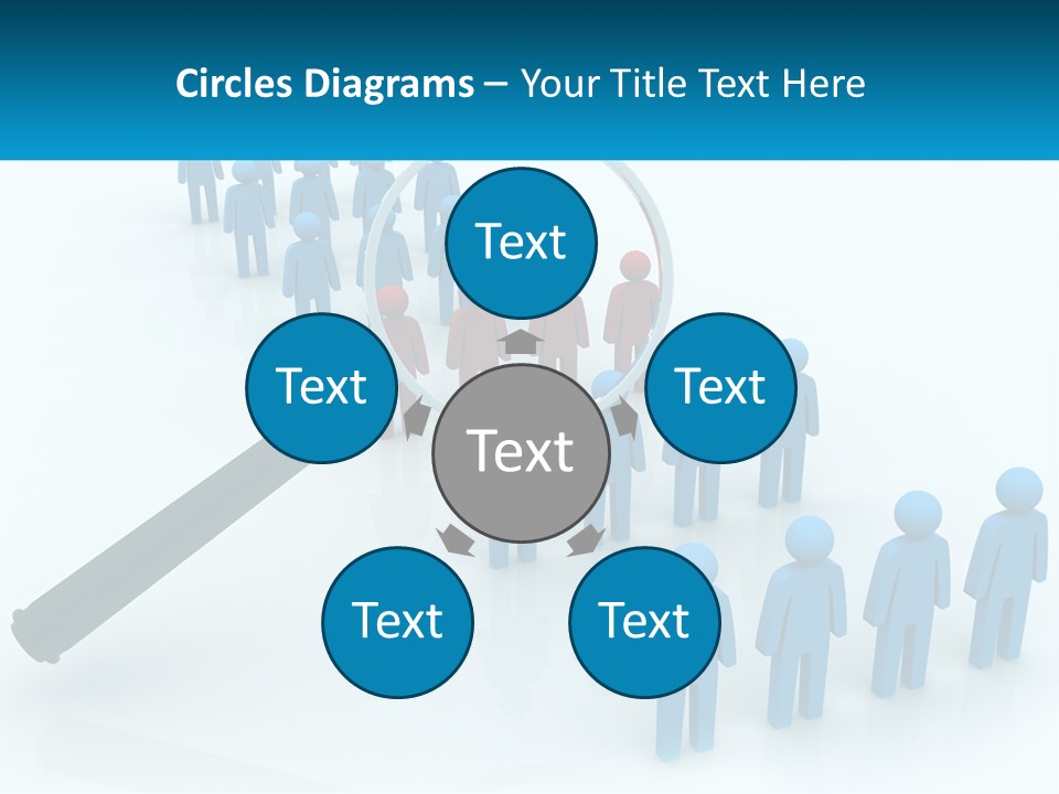 A Magnifying Glass Over A Group Of People PowerPoint Template