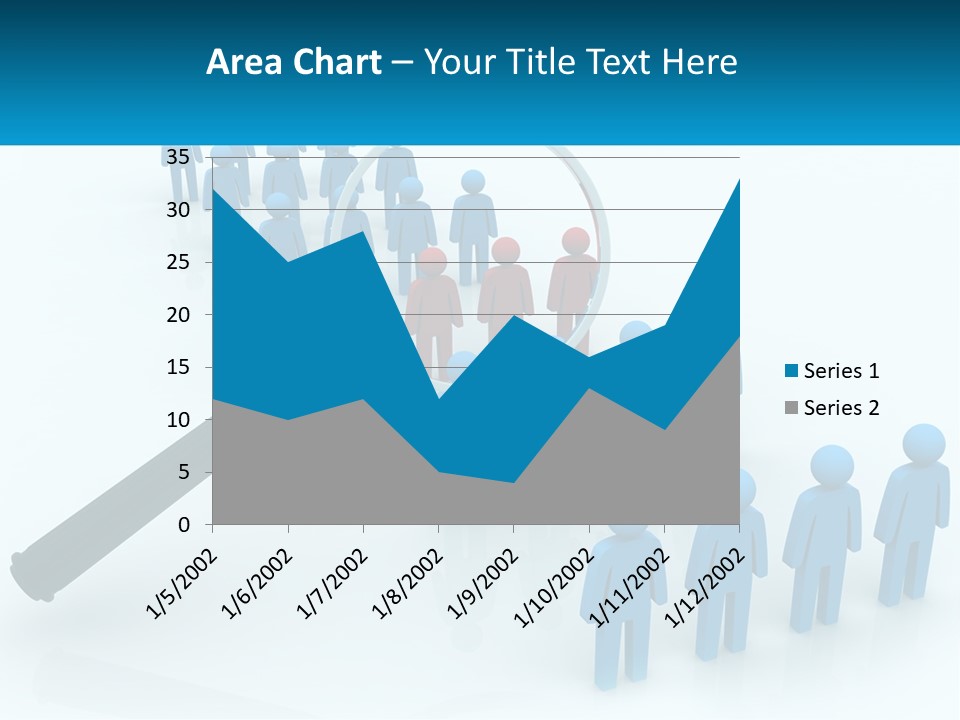 A Magnifying Glass Over A Group Of People PowerPoint Template