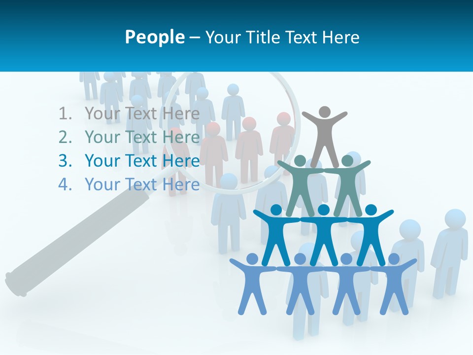 A Magnifying Glass Over A Group Of People PowerPoint Template