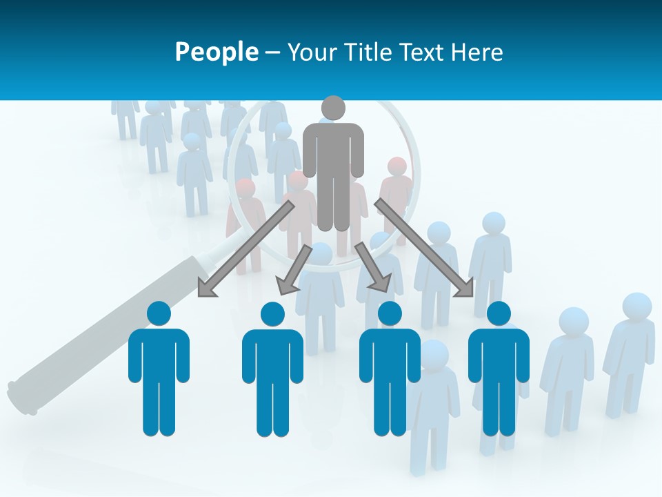 A Magnifying Glass Over A Group Of People PowerPoint Template