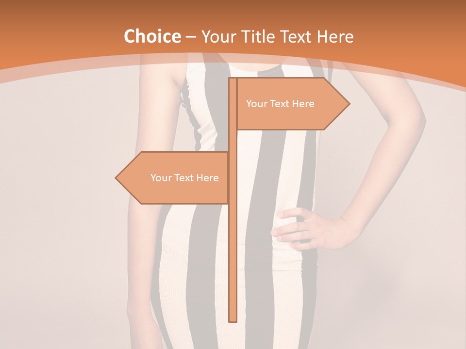 A Woman In A Black And White Striped Dress PowerPoint Template