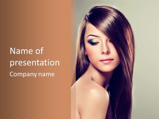 A Woman With Long Brown Hair And Green Eyes PowerPoint Template