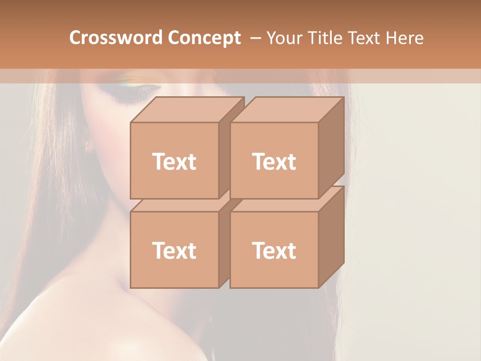 A Woman With Long Brown Hair And Green Eyes PowerPoint Template