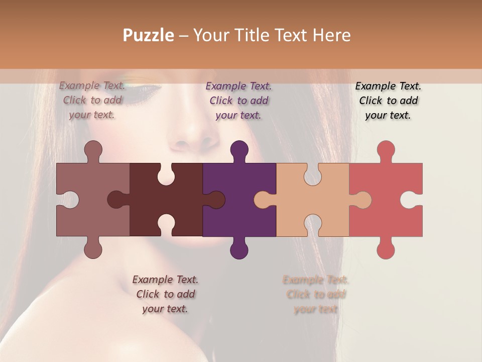 A Woman With Long Brown Hair And Green Eyes PowerPoint Template