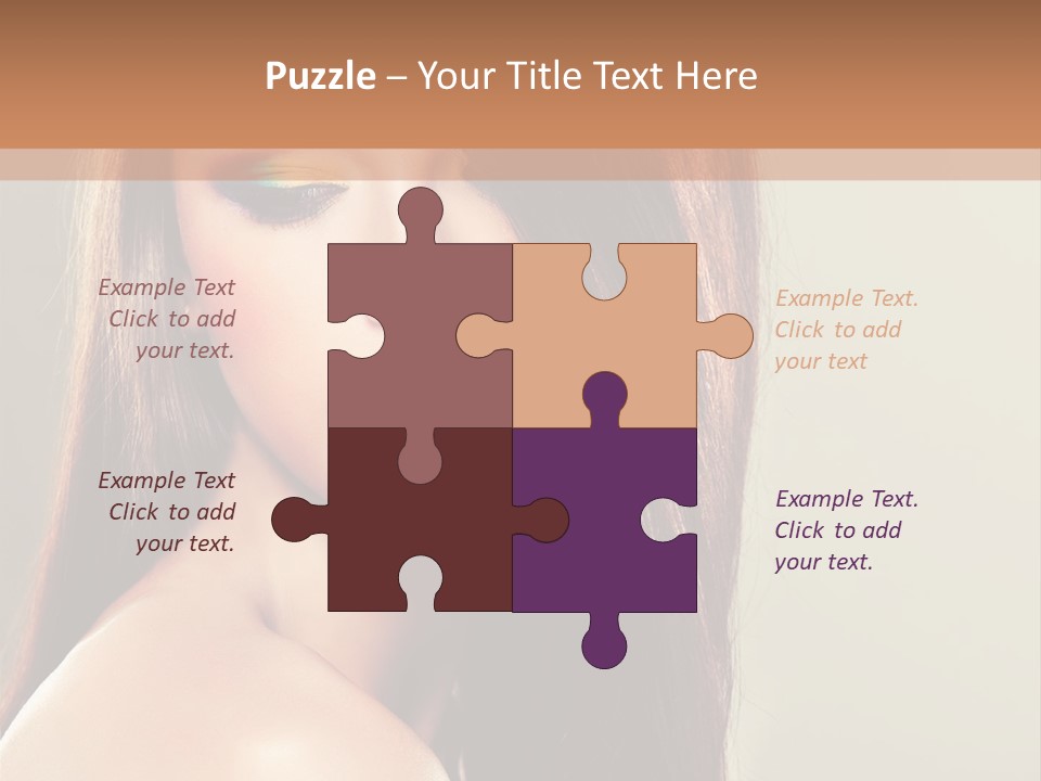 A Woman With Long Brown Hair And Green Eyes PowerPoint Template