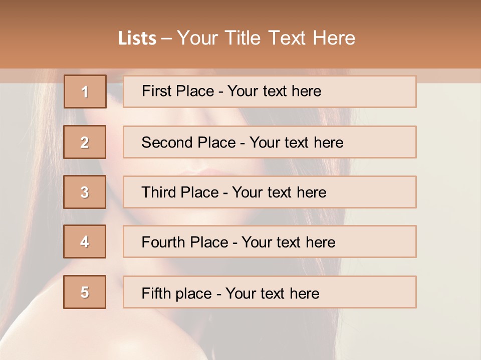 A Woman With Long Brown Hair And Green Eyes PowerPoint Template