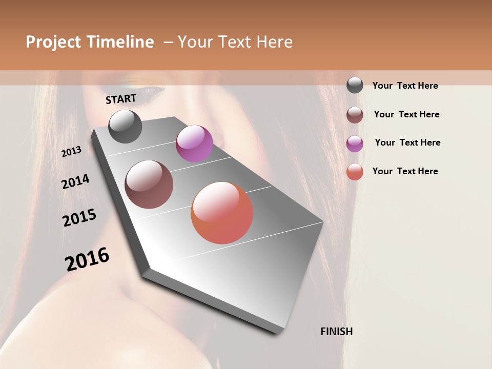 A Woman With Long Brown Hair And Green Eyes PowerPoint Template