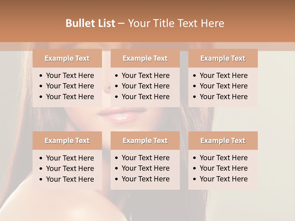 A Woman With Long Brown Hair And Green Eyes PowerPoint Template