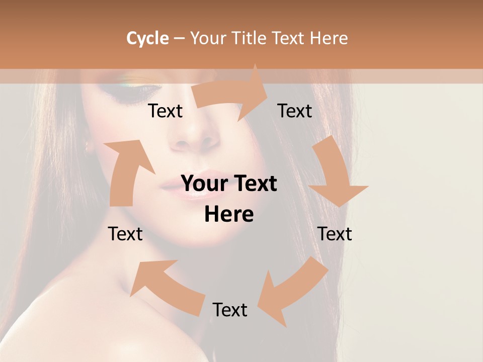 A Woman With Long Brown Hair And Green Eyes PowerPoint Template