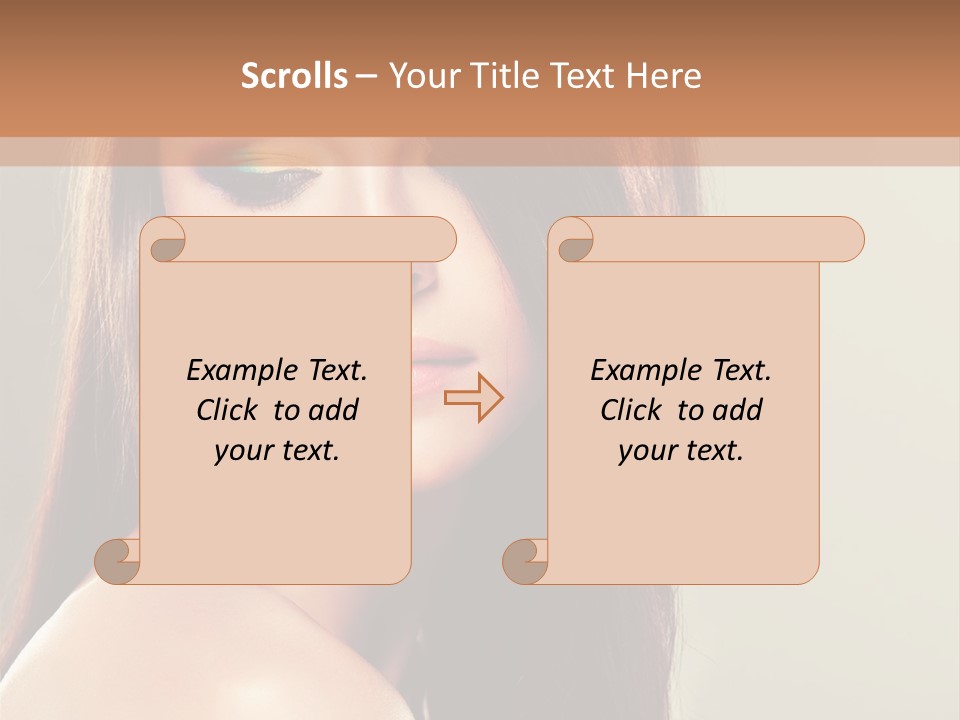 A Woman With Long Brown Hair And Green Eyes PowerPoint Template