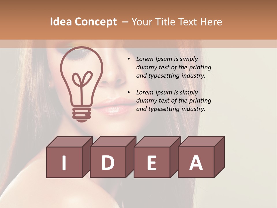 A Woman With Long Brown Hair And Green Eyes PowerPoint Template