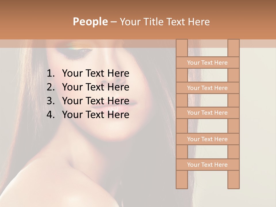 A Woman With Long Brown Hair And Green Eyes PowerPoint Template