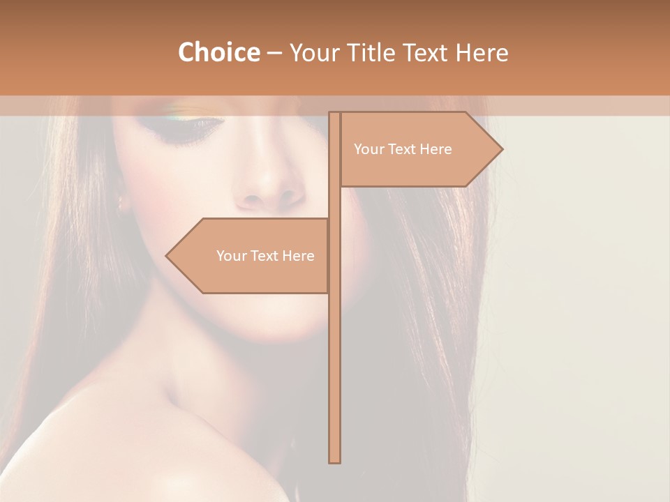 A Woman With Long Brown Hair And Green Eyes PowerPoint Template