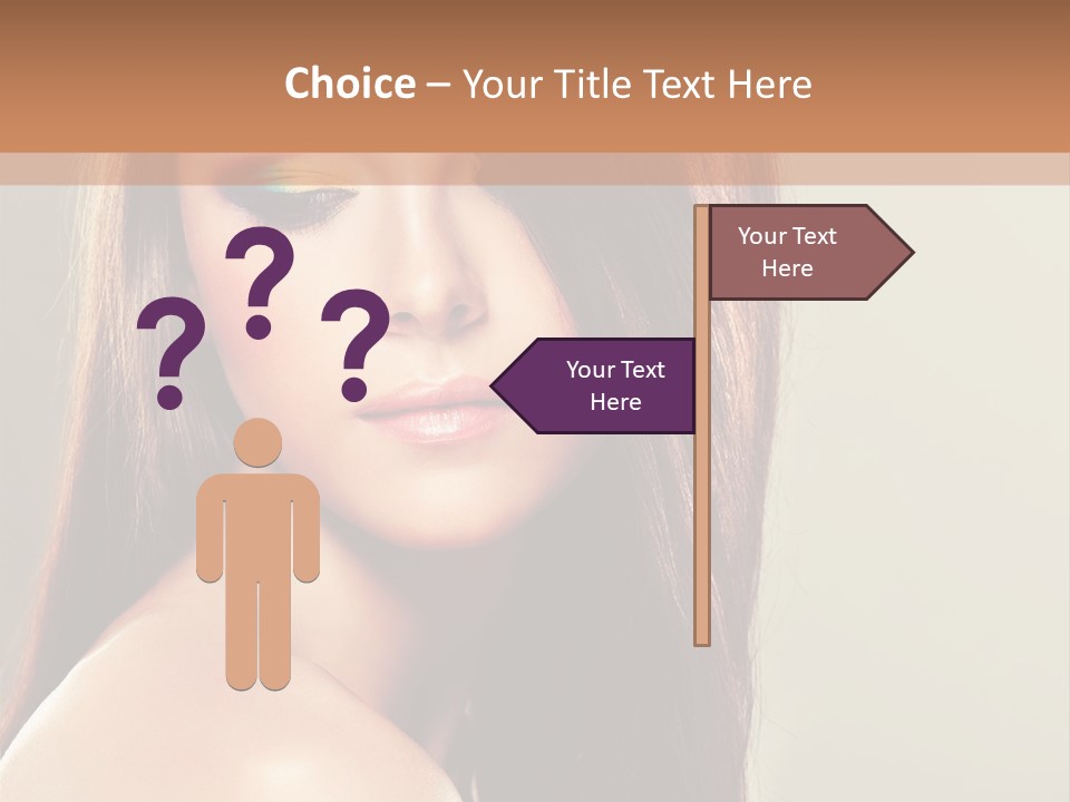 A Woman With Long Brown Hair And Green Eyes PowerPoint Template