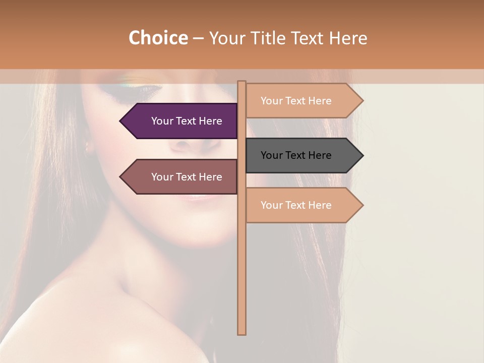 A Woman With Long Brown Hair And Green Eyes PowerPoint Template