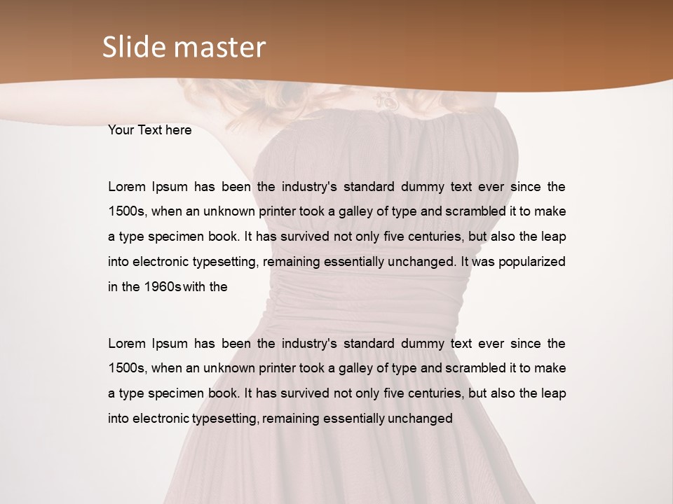 A Woman In A Short Dress Is Posing For A Picture PowerPoint Template