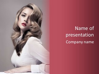 A Woman With Long Hair Is Posing For The Camera PowerPoint Template