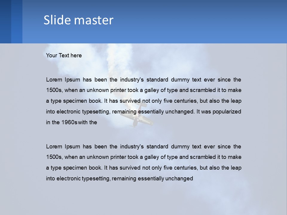 A Plane Flying In The Sky With Smoke Coming Out Of It PowerPoint Template