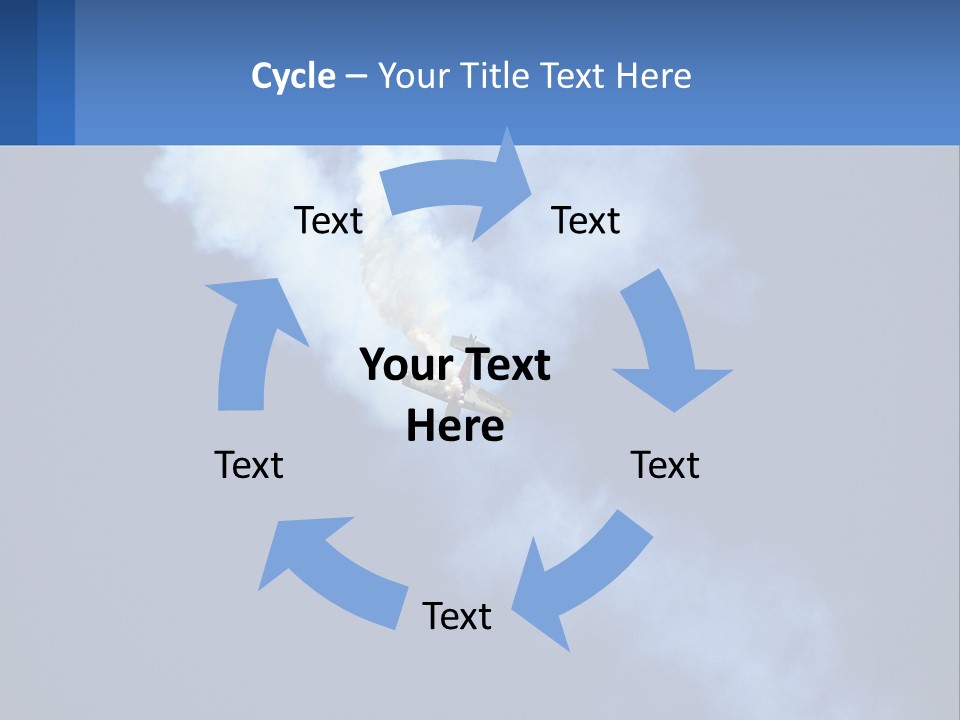 A Plane Flying In The Sky With Smoke Coming Out Of It PowerPoint Template