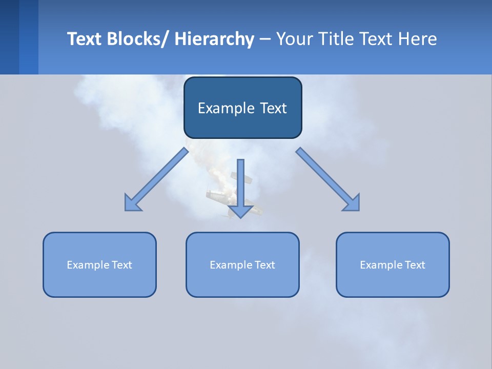 A Plane Flying In The Sky With Smoke Coming Out Of It PowerPoint Template