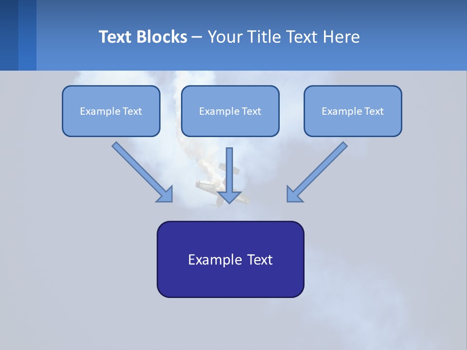 A Plane Flying In The Sky With Smoke Coming Out Of It PowerPoint Template