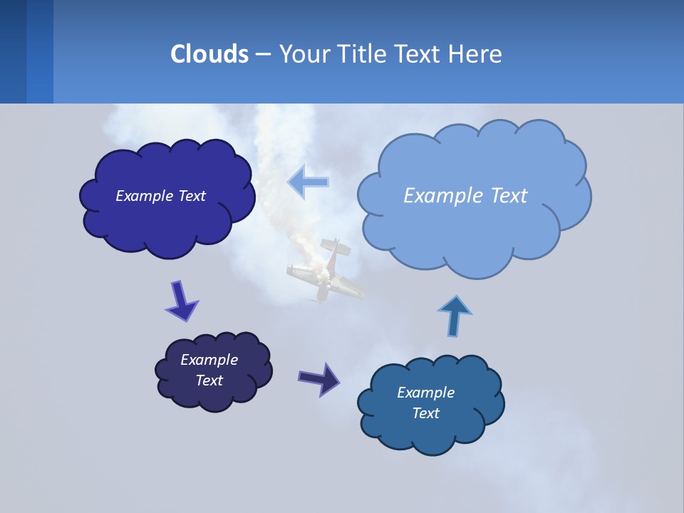 A Plane Flying In The Sky With Smoke Coming Out Of It PowerPoint Template