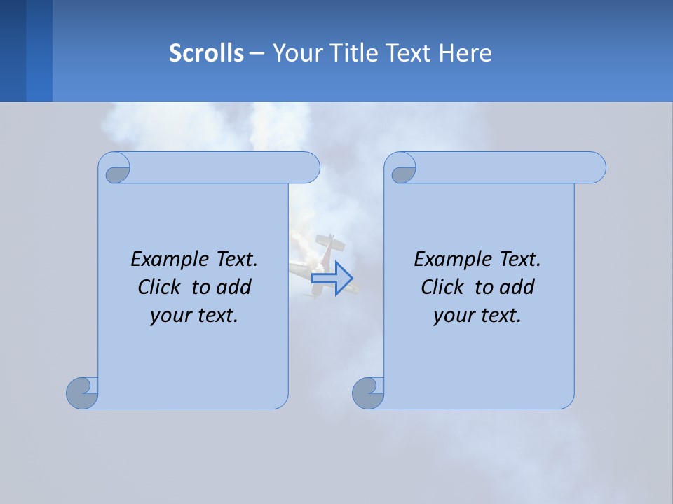 A Plane Flying In The Sky With Smoke Coming Out Of It PowerPoint Template