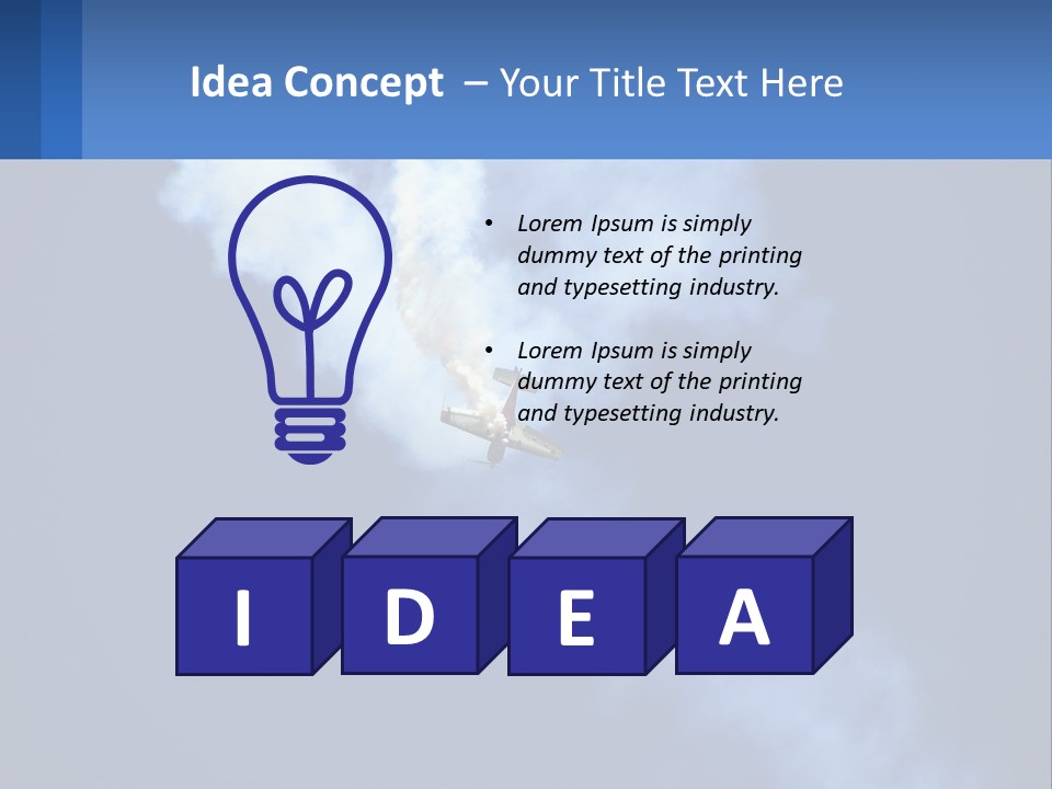 A Plane Flying In The Sky With Smoke Coming Out Of It PowerPoint Template