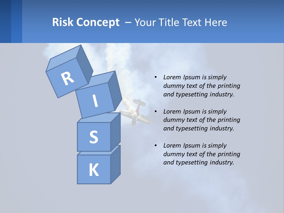 A Plane Flying In The Sky With Smoke Coming Out Of It PowerPoint Template